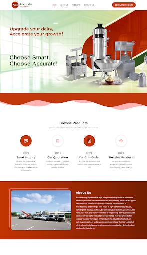 Accurate Dairy Equipments web platform